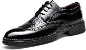 Men's Genuine Leather Wingtip Brogue Oxford Shoes - Stylish Lace Up Business Casual Derby Shoes for Men