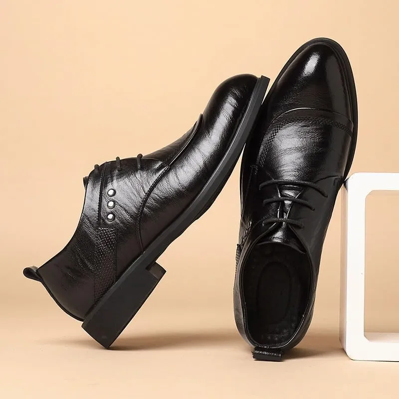 Men's Leather Dress Shoes Wingtip Retro Brogue Shoes for Men Business Formal Oxford Derby Shoes(8.5)