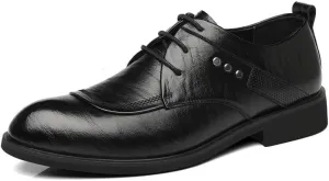 Men's Leather Dress Shoes Wingtip Retro Brogue Shoes for Men Business Formal Oxford Derby Shoes(8.5)
