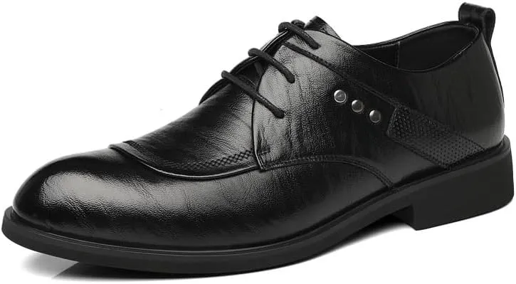 Men's Leather Dress Shoes Wingtip Retro Brogue Shoes for Men Business Formal Oxford Derby Shoes(8.5)