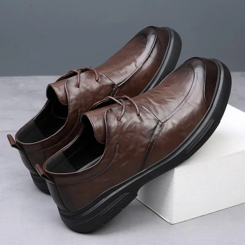 Men's Leather Oxford Shoes Mens Brogue Wingtip Retro Dress Shoes Fashion Classic Lace Up Low Derby Shoes for Men(Brown,8.5)