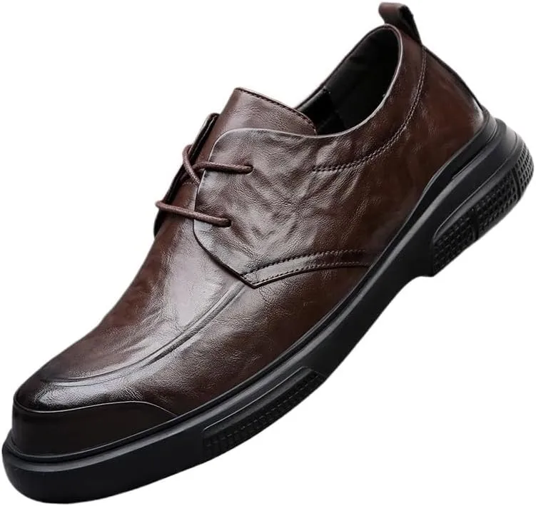 Men's Leather Oxford Shoes Mens Brogue Wingtip Retro Dress Shoes Fashion Classic Lace Up Low Derby Shoes for Men(Brown,8.5)