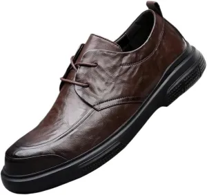 Men's Leather Oxford Shoes Mens Brogue Wingtip Retro Dress Shoes Fashion Classic Lace Up Low Derby Shoes for Men(Brown,8.5)