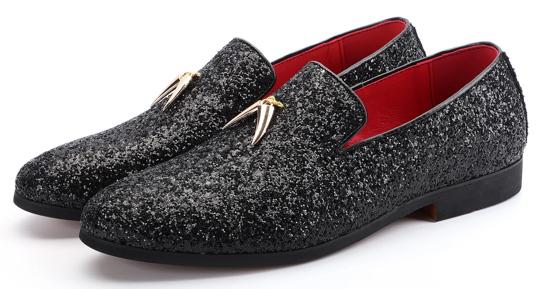 Men's Metallic Glitter Smoking Loafers