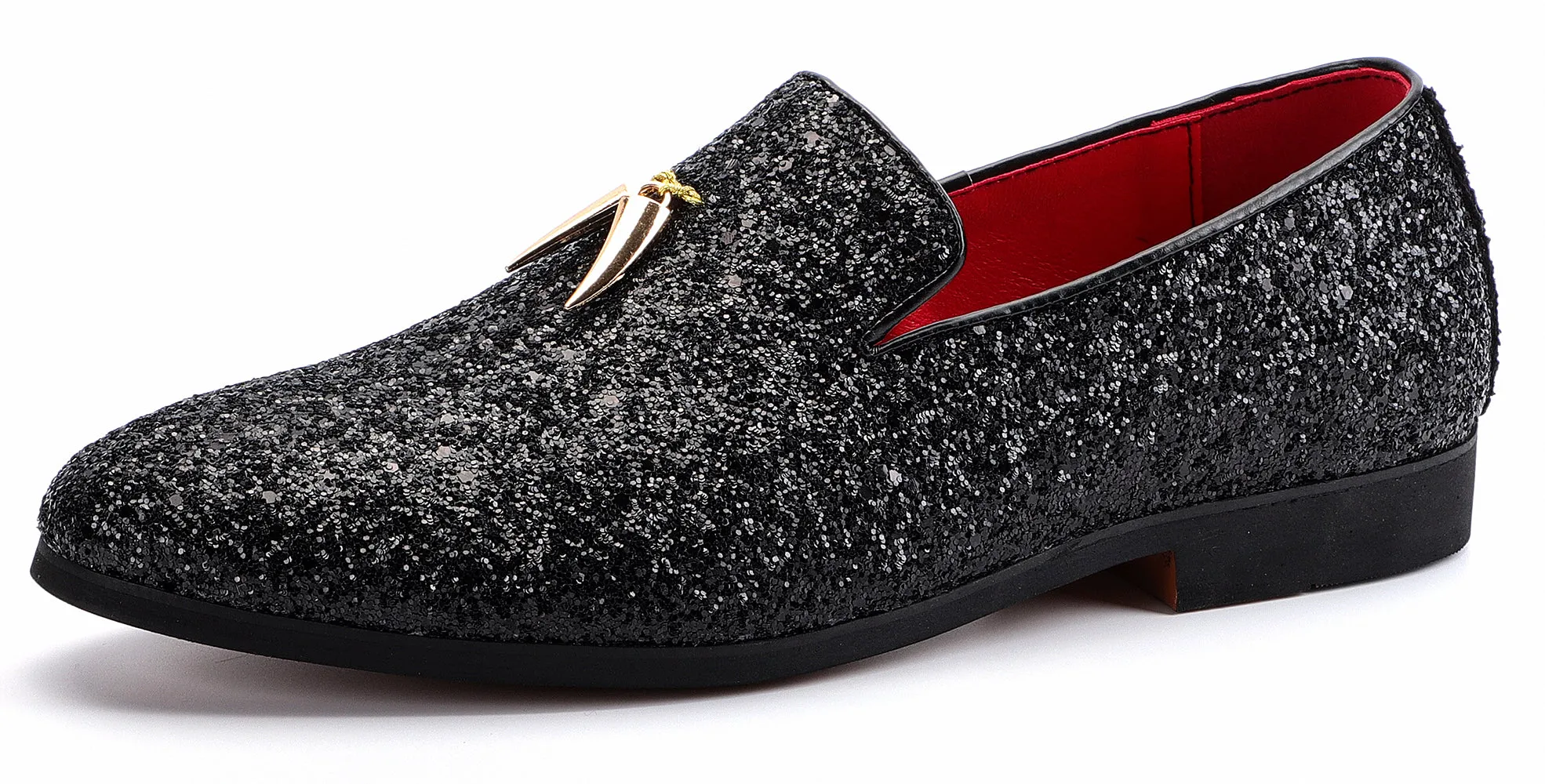 Men's Metallic Glitter Smoking Loafers