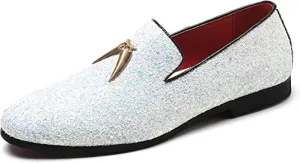 Men's Metallic Glitter Smoking Loafers