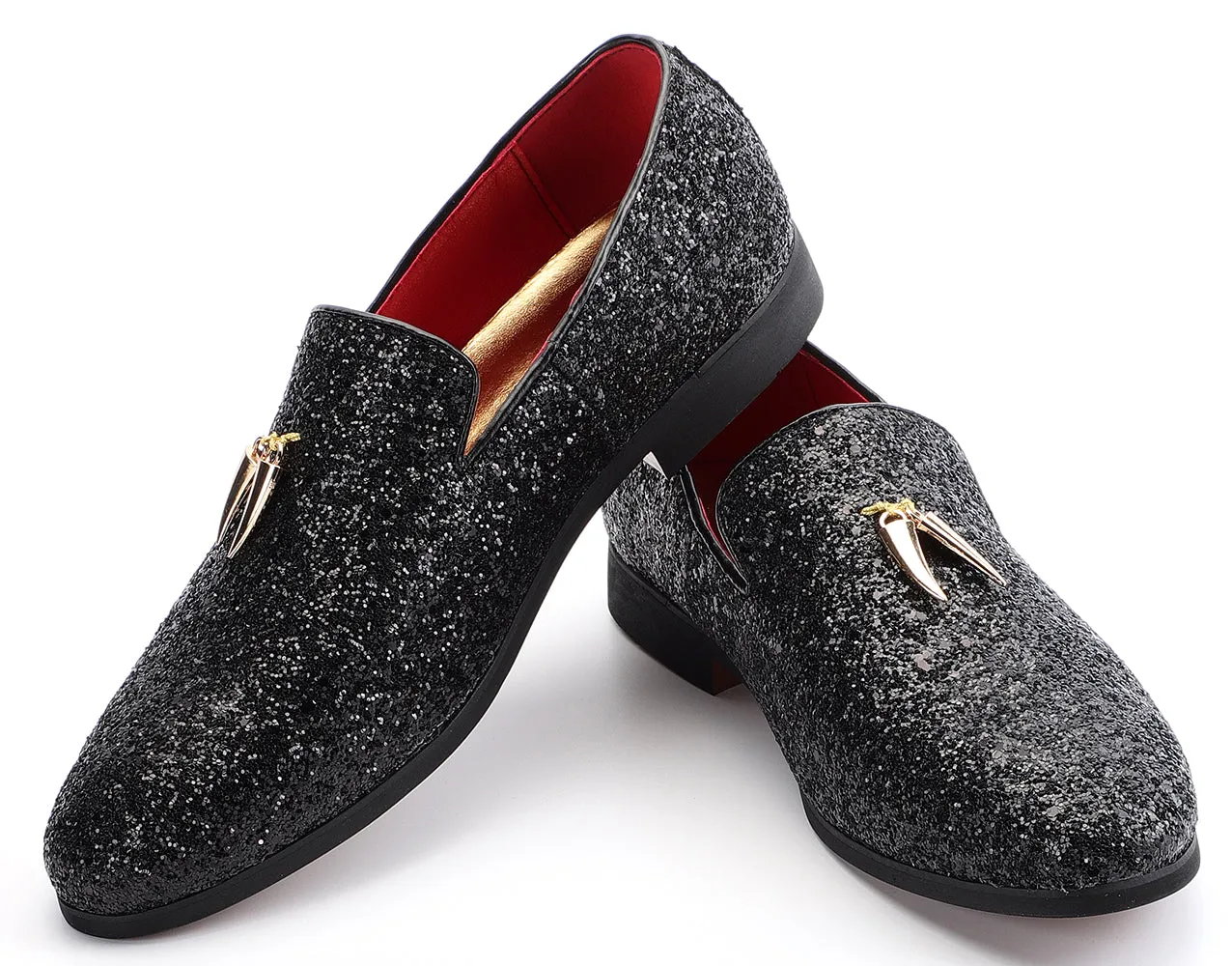 Men's Metallic Glitter Smoking Loafers