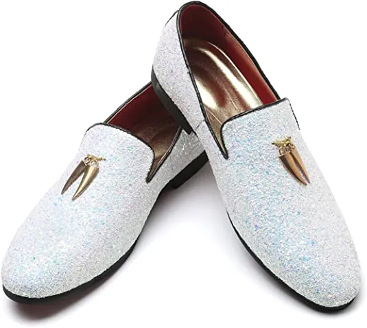 Men's Metallic Glitter Smoking Loafers