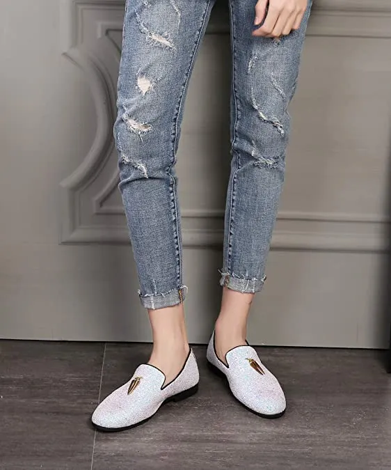 Men's Metallic Glitter Smoking Loafers