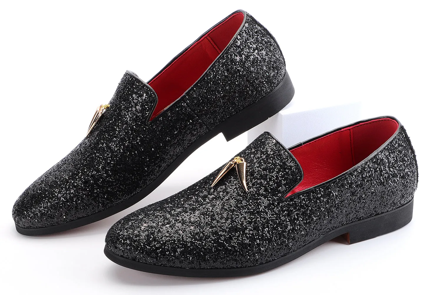 Men's Metallic Glitter Smoking Loafers