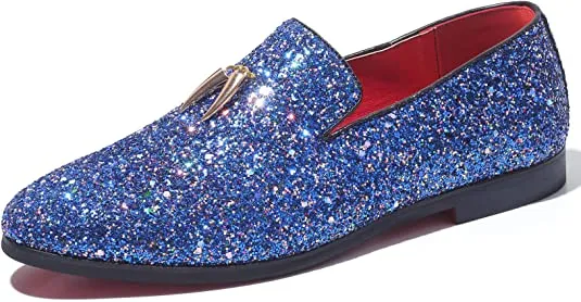 Men's Metallic Glitter Smoking Loafers