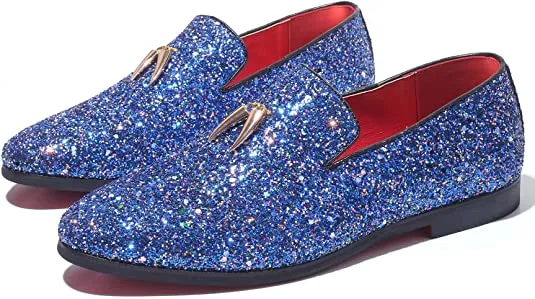 Men's Metallic Glitter Smoking Loafers