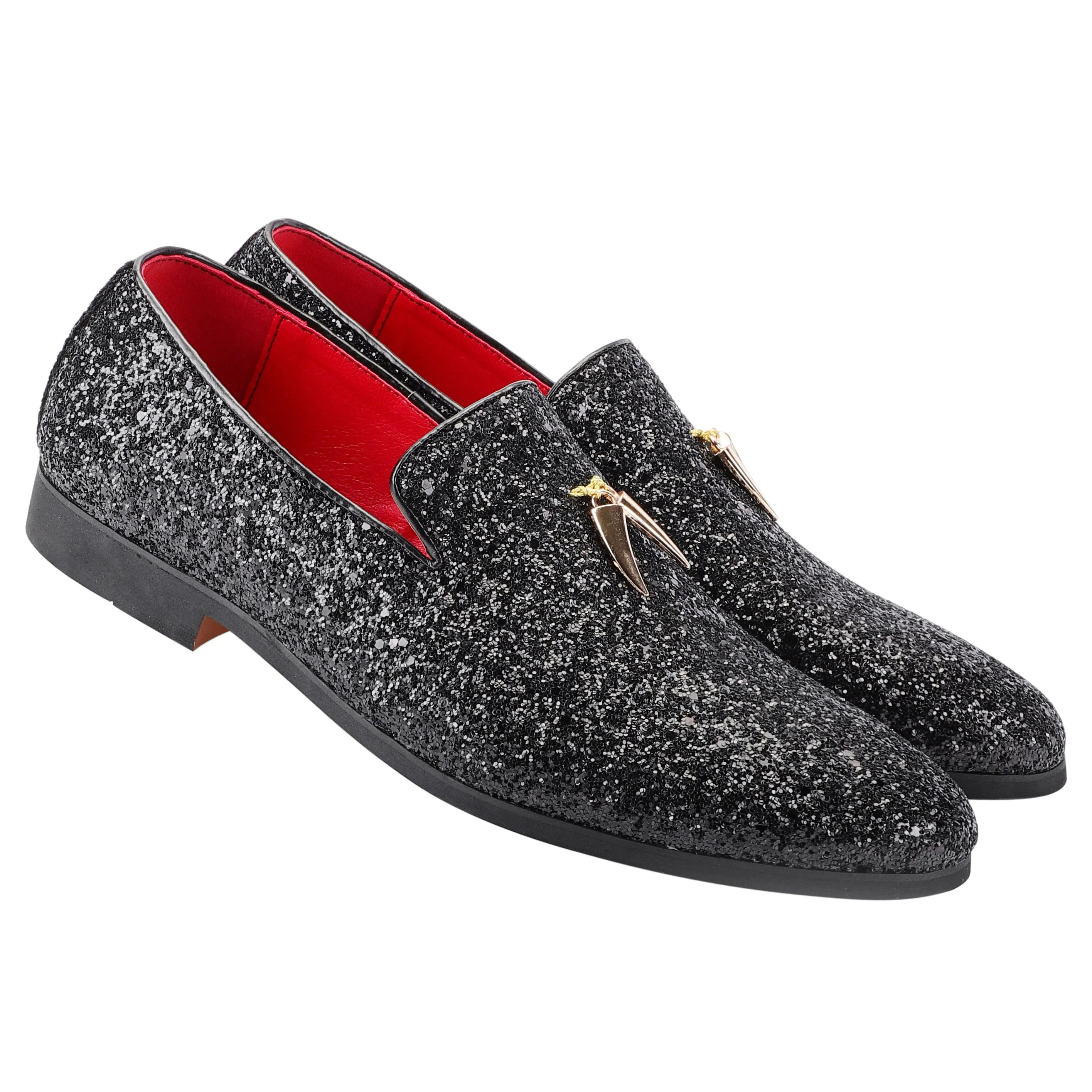 Men's Metallic Glitter Smoking Loafers