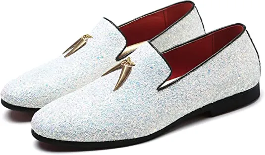 Men's Metallic Glitter Smoking Loafers