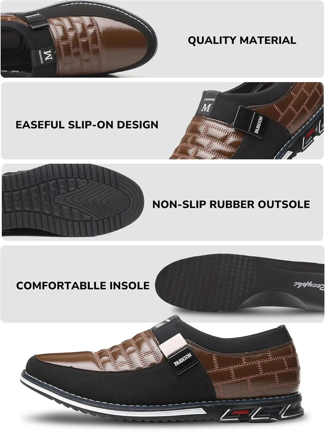 Men’s Oxford Derby Orthopedic Leather Shoes Formal Business Dress Sneakers Casual Walking Driving Slip-on Penny Loafers