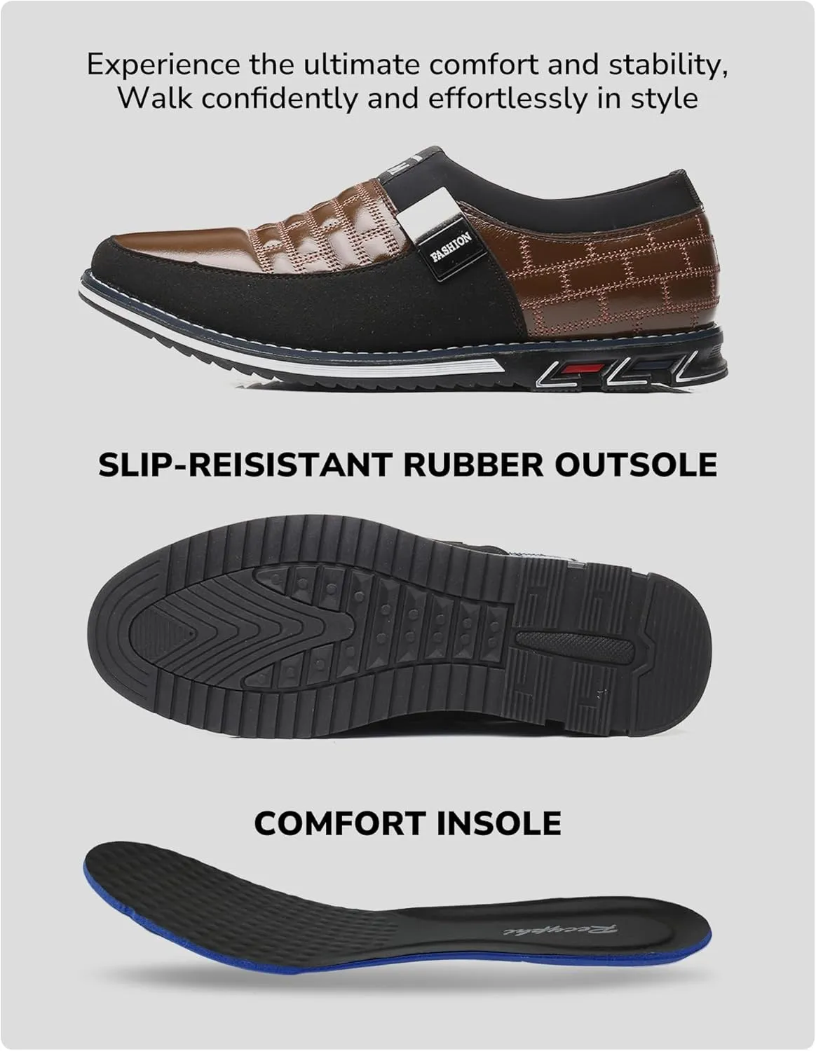Men’s Oxford Derby Orthopedic Leather Shoes Formal Business Dress Sneakers Casual Walking Driving Slip-on Penny Loafers