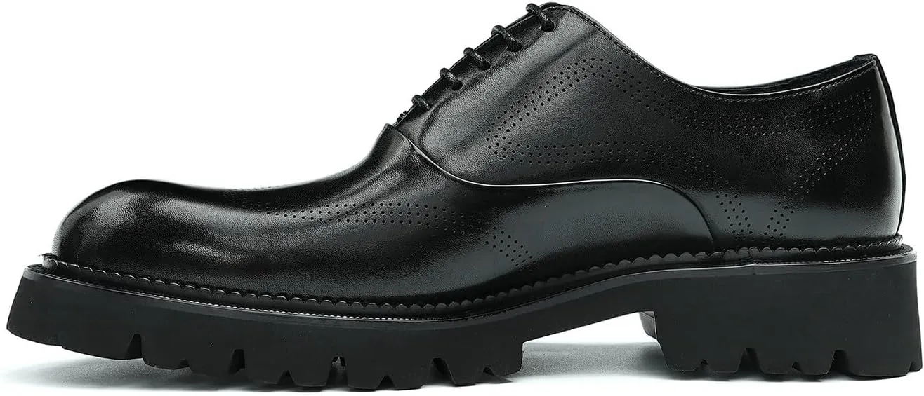 Men's Oxfords Formal Dress Derby Fashion Prom Wingtip Brogue Genuine Leather Shoes Wedding Tuxedo Business Causal Shoes for Men