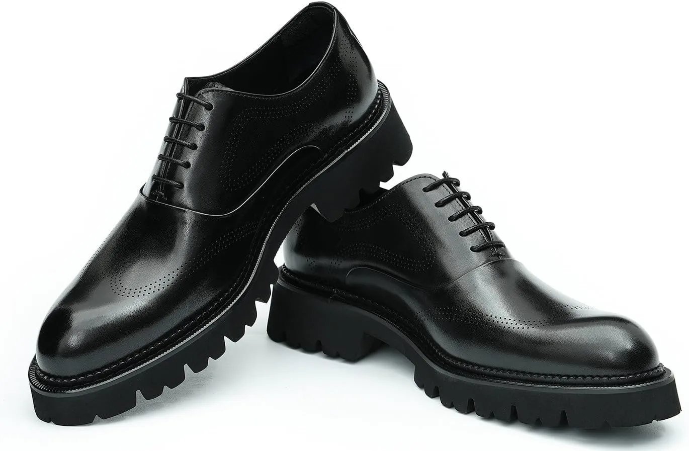 Men's Oxfords Formal Dress Derby Fashion Prom Wingtip Brogue Genuine Leather Shoes Wedding Tuxedo Business Causal Shoes for Men