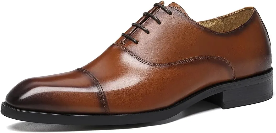 Men's Oxfords Formal Dress Genuine Leather Derby Modern Cap Toe Classic Fashion Business Casual Tuexdo Wedding Prom Comfortable Shoes for Men
