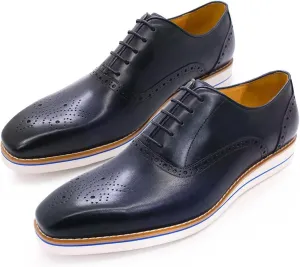 Men's Oxfords Formal Dress Genunie Leather Wingtips Brogues Suit Shoes Men's Fashion Prom Wedding Business Causal Flat Derby Comfortable Tuxedo Shoes for Men