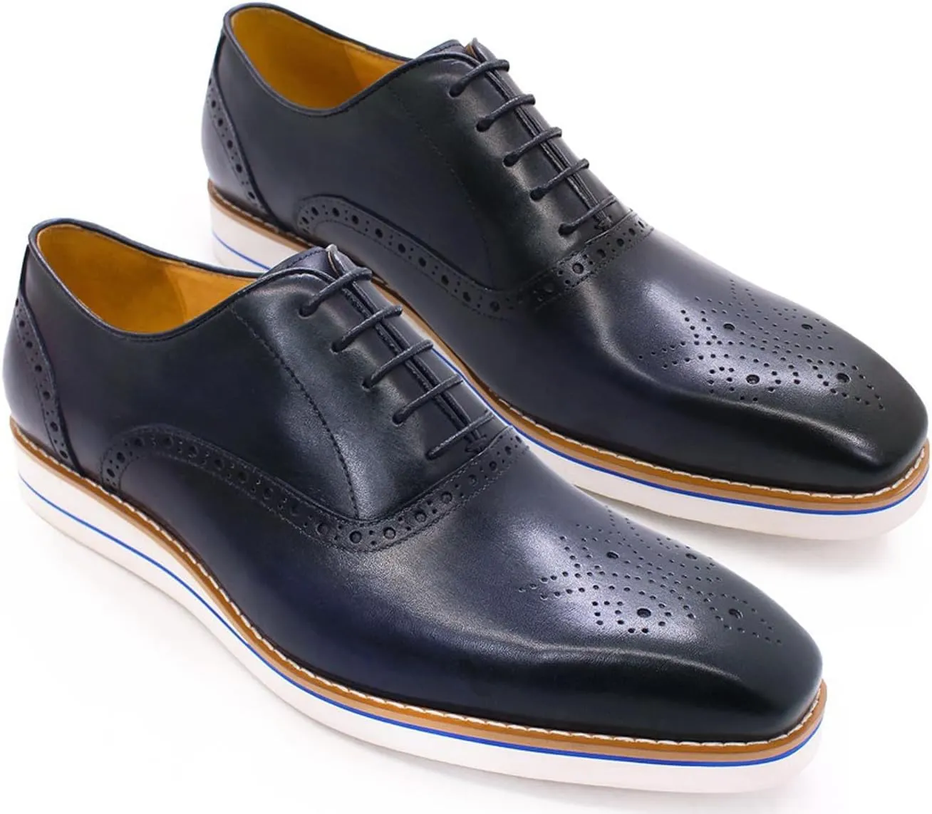 Men's Oxfords Formal Dress Genunie Leather Wingtips Brogues Suit Shoes Men's Fashion Prom Wedding Business Causal Flat Derby Comfortable Tuxedo Shoes for Men