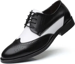 Men's Patchwork Two Tone Brogues Classic Oxfords Comfort Hand Stitched Formal Business Wedding Derby Shoes