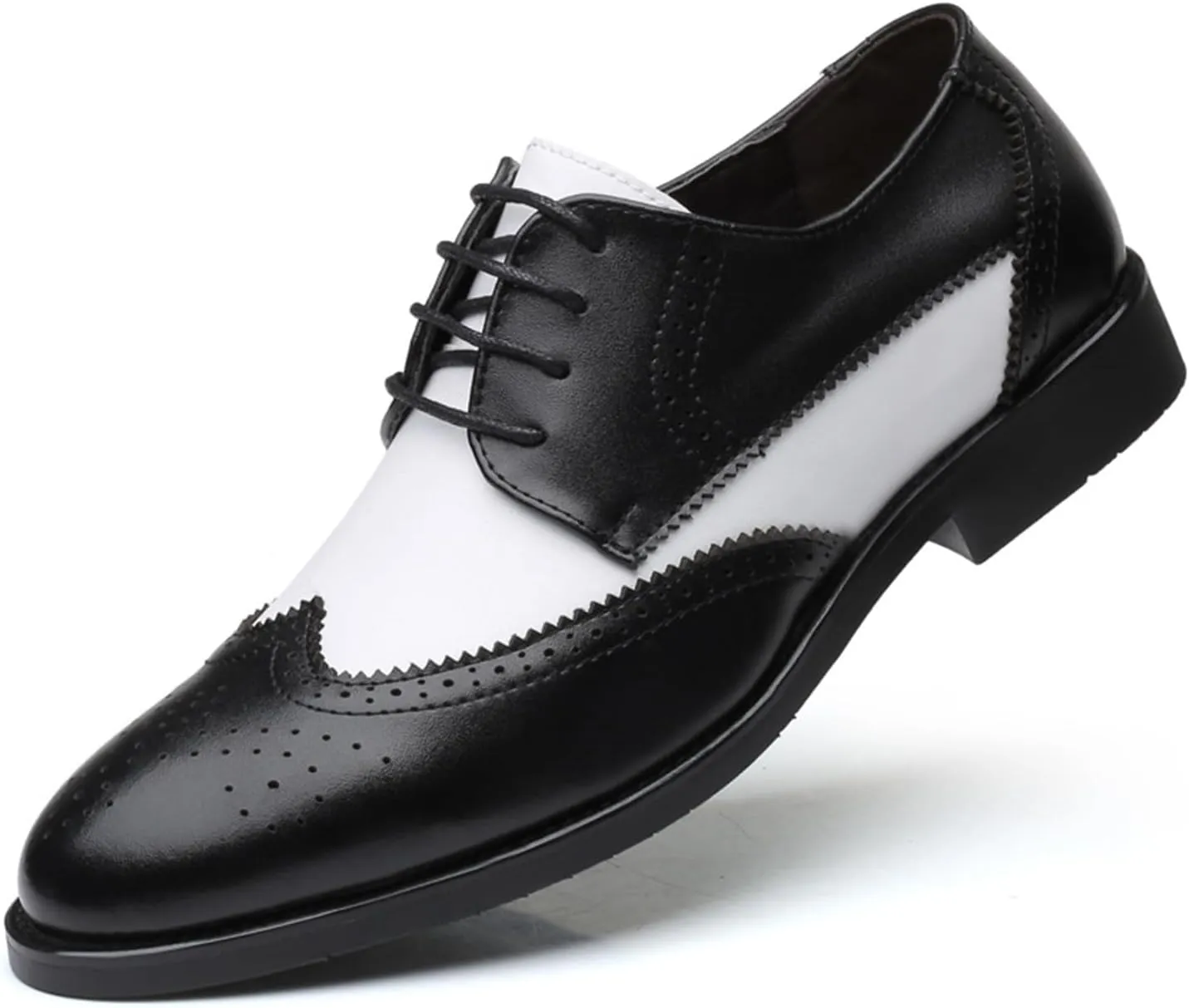Men's Patchwork Two Tone Brogues Classic Oxfords Comfort Hand Stitched Formal Business Wedding Derby Shoes