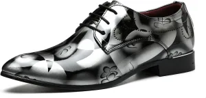 Men's Patent PU Leather Derby Shoes Wedding Wingtip Dress Shoes Men's Formal Footwear