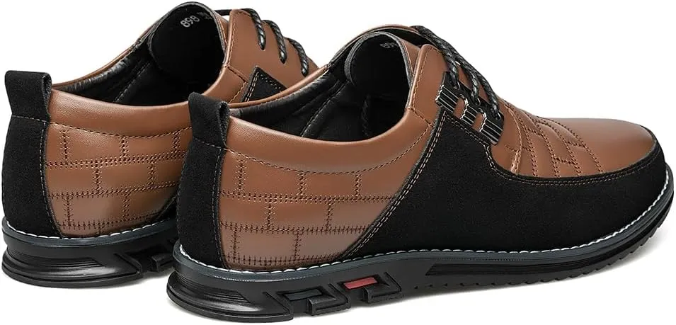 Men's Premium Leather Dress Shoes Comfort Business Casual Oxford Shoes Fashion Dress Sneakers Soft Loafers Derby Shoe for Office Working Walking Driving