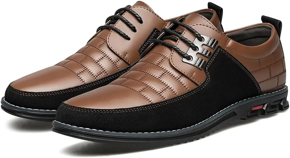 Men's Premium Leather Dress Shoes Comfort Business Casual Oxford Shoes Fashion Dress Sneakers Soft Loafers Derby Shoe for Office Working Walking Driving