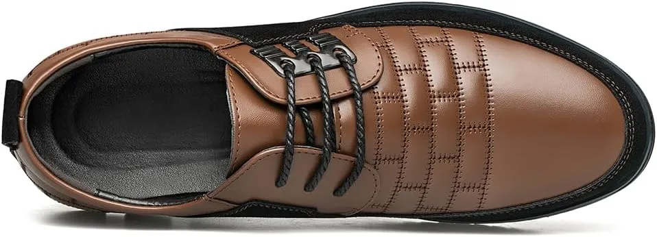 Men's Premium Leather Dress Shoes Comfort Business Casual Oxford Shoes Fashion Dress Sneakers Soft Loafers Derby Shoe for Office Working Walking Driving