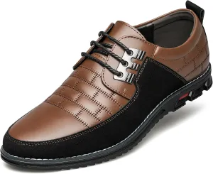Men's Premium Leather Dress Shoes Comfort Business Casual Oxford Shoes Fashion Dress Sneakers Soft Loafers Derby Shoe for Office Working Walking Driving