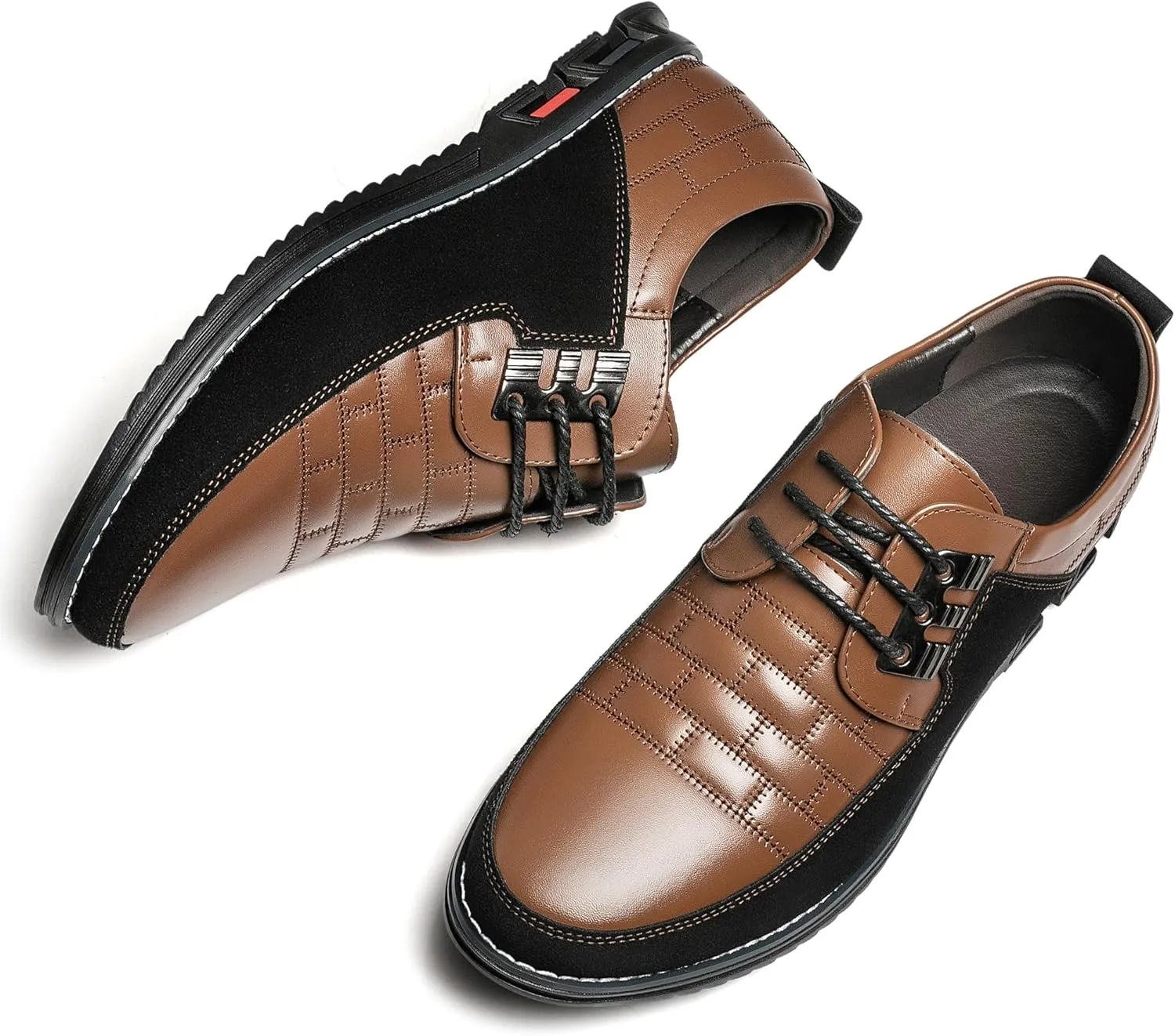 Men's Premium Leather Dress Shoes Comfort Business Casual Oxford Shoes Fashion Dress Sneakers Soft Loafers Derby Shoe for Office Working Walking Driving