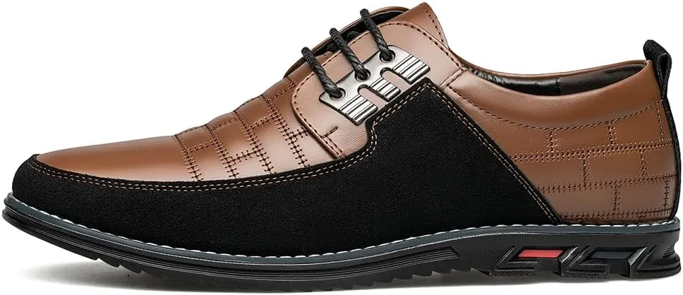 Men's Premium Leather Dress Shoes Comfort Business Casual Oxford Shoes Fashion Dress Sneakers Soft Loafers Derby Shoe for Office Working Walking Driving