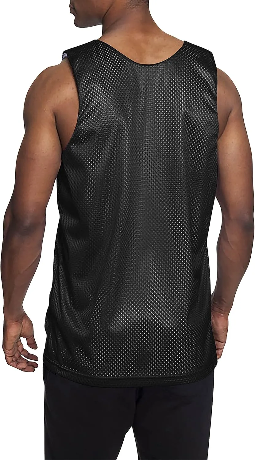 Mens Reversible Basketball Jersey Premium Moisture Wicking Mesh Tank Top