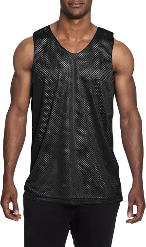 Mens Reversible Basketball Jersey Premium Moisture Wicking Mesh Tank Top