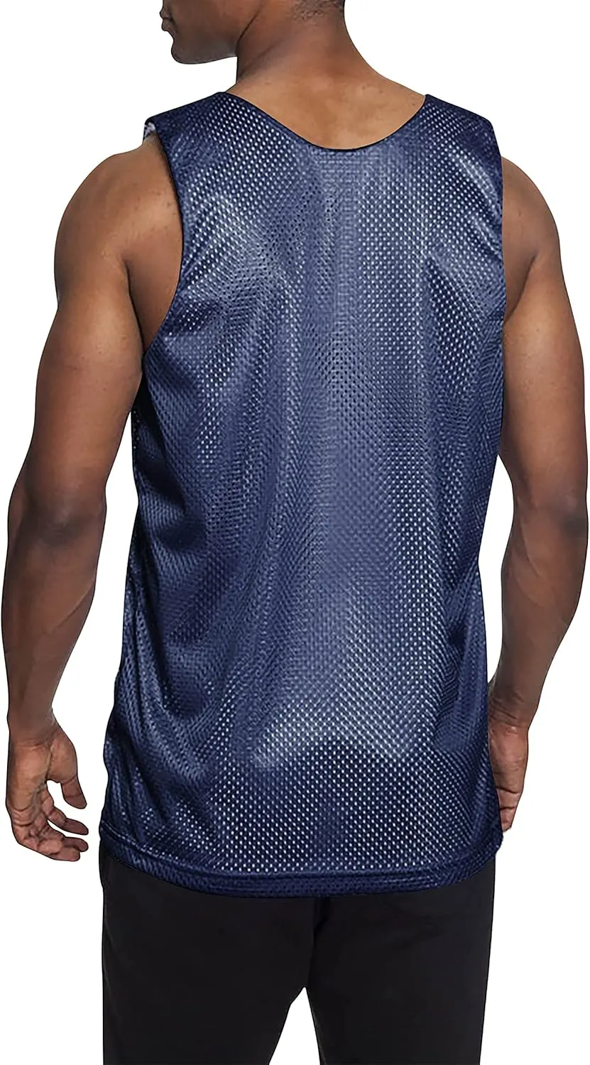 Mens Reversible Basketball Jersey Premium Moisture Wicking Mesh Tank Top