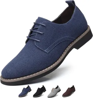Men's Suede Dress Oxfords Shoes Fashion Hand Stitched Round-Toe Lace up Low Top Nubuck Leather Casual Shoes Classic Business Formal Derby Shoes