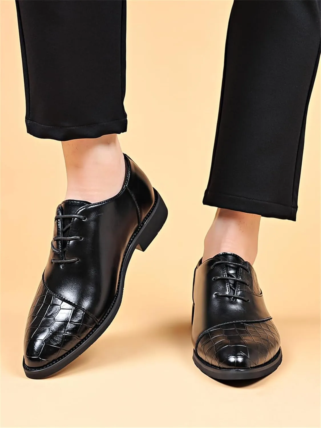Men's Trendy Dress Shoes Business Formal Lace-up Oxfords Modern Casual Derby Shoes