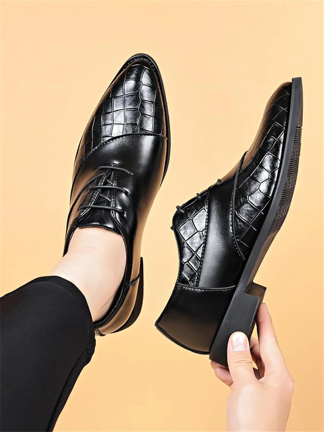 Men's Trendy Dress Shoes Business Formal Lace-up Oxfords Modern Casual Derby Shoes