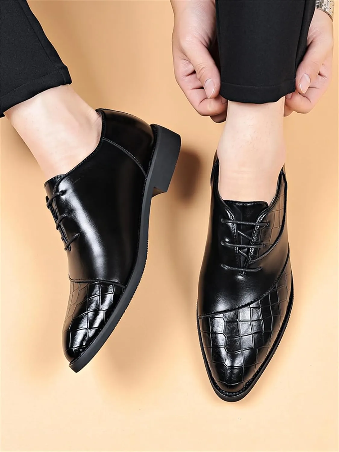 Men's Trendy Dress Shoes Business Formal Lace-up Oxfords Modern Casual Derby Shoes