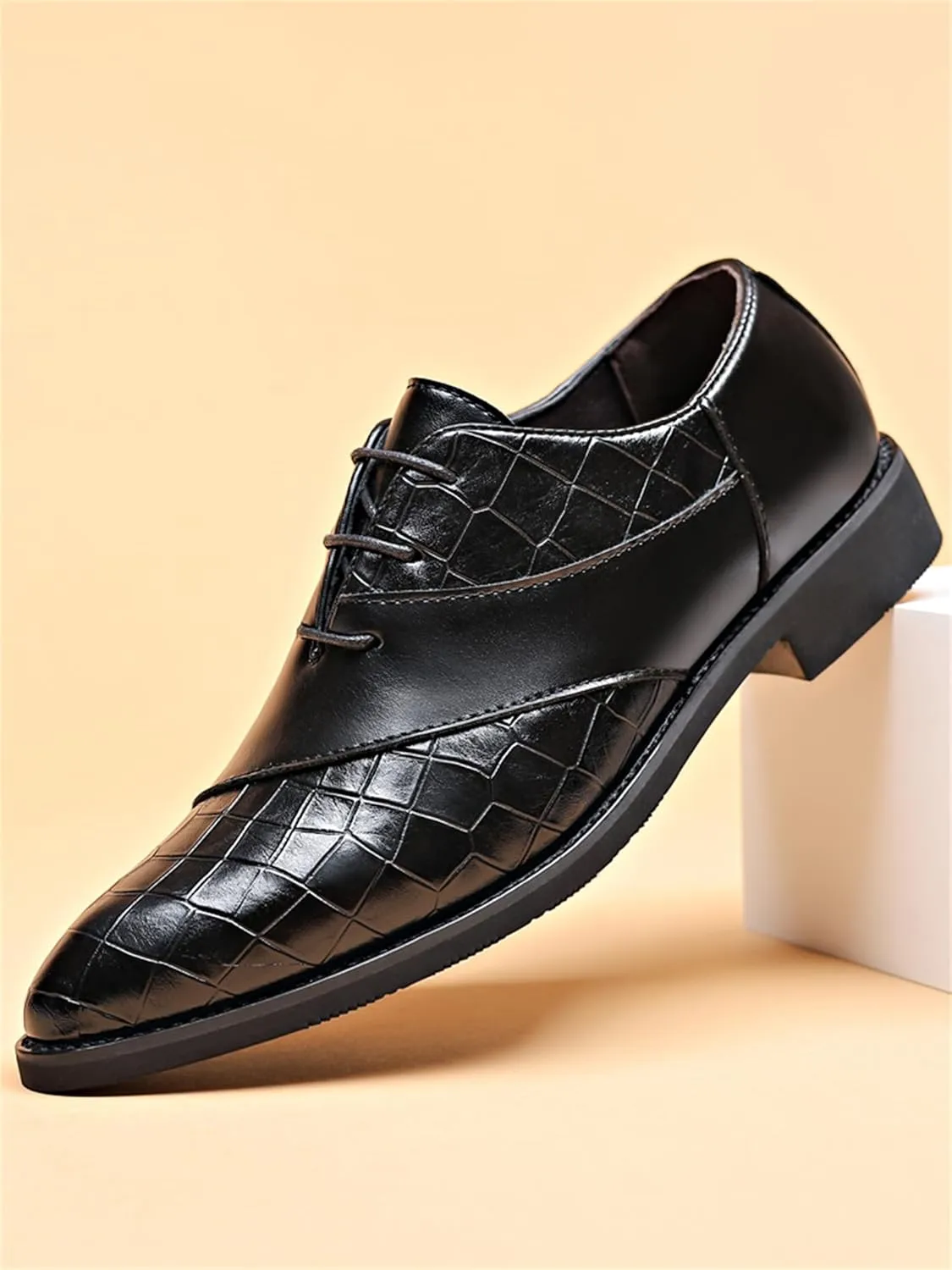 Men's Trendy Dress Shoes Business Formal Lace-up Oxfords Modern Casual Derby Shoes