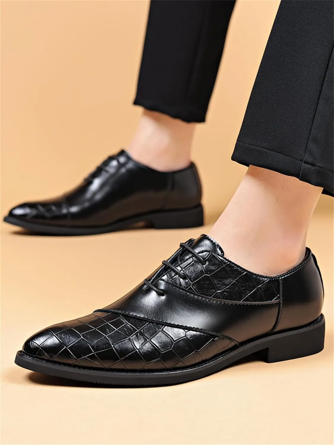 Men's Trendy Dress Shoes Business Formal Lace-up Oxfords Modern Casual Derby Shoes