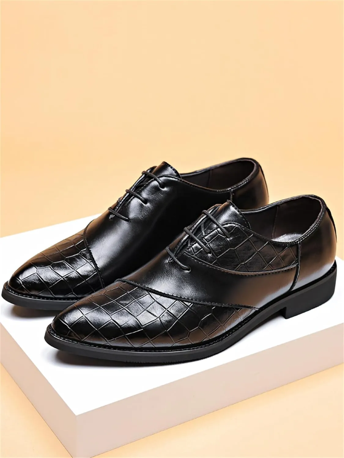 Men's Trendy Dress Shoes Business Formal Lace-up Oxfords Modern Casual Derby Shoes