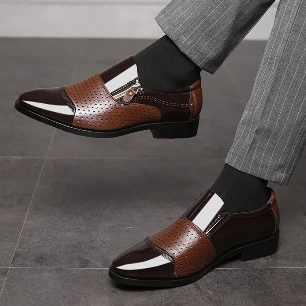 Men's Tuxedo Patent Leather Dress Shoes Classic Zip Formal Business Shoes Oxfords