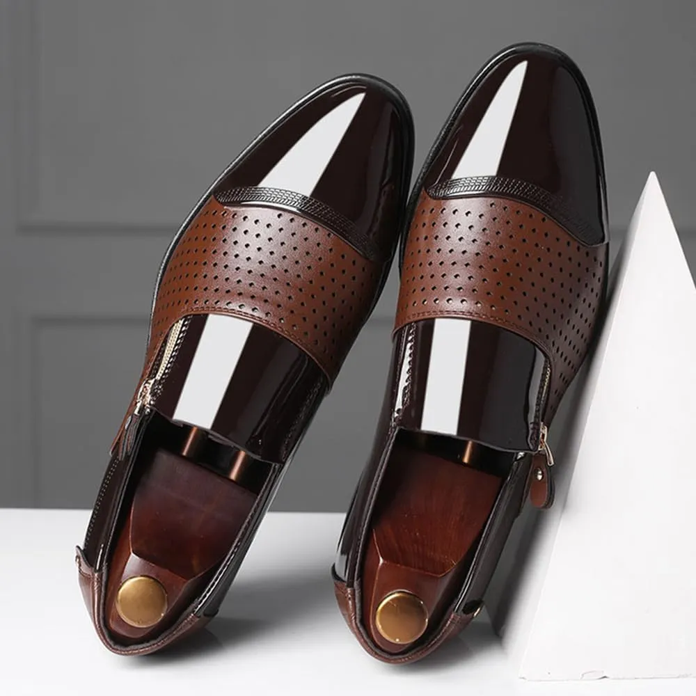 Men's Tuxedo Patent Leather Dress Shoes Classic Zip Formal Business Shoes Oxfords