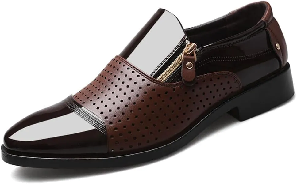 Men's Tuxedo Patent Leather Dress Shoes Classic Zip Formal Business Shoes Oxfords