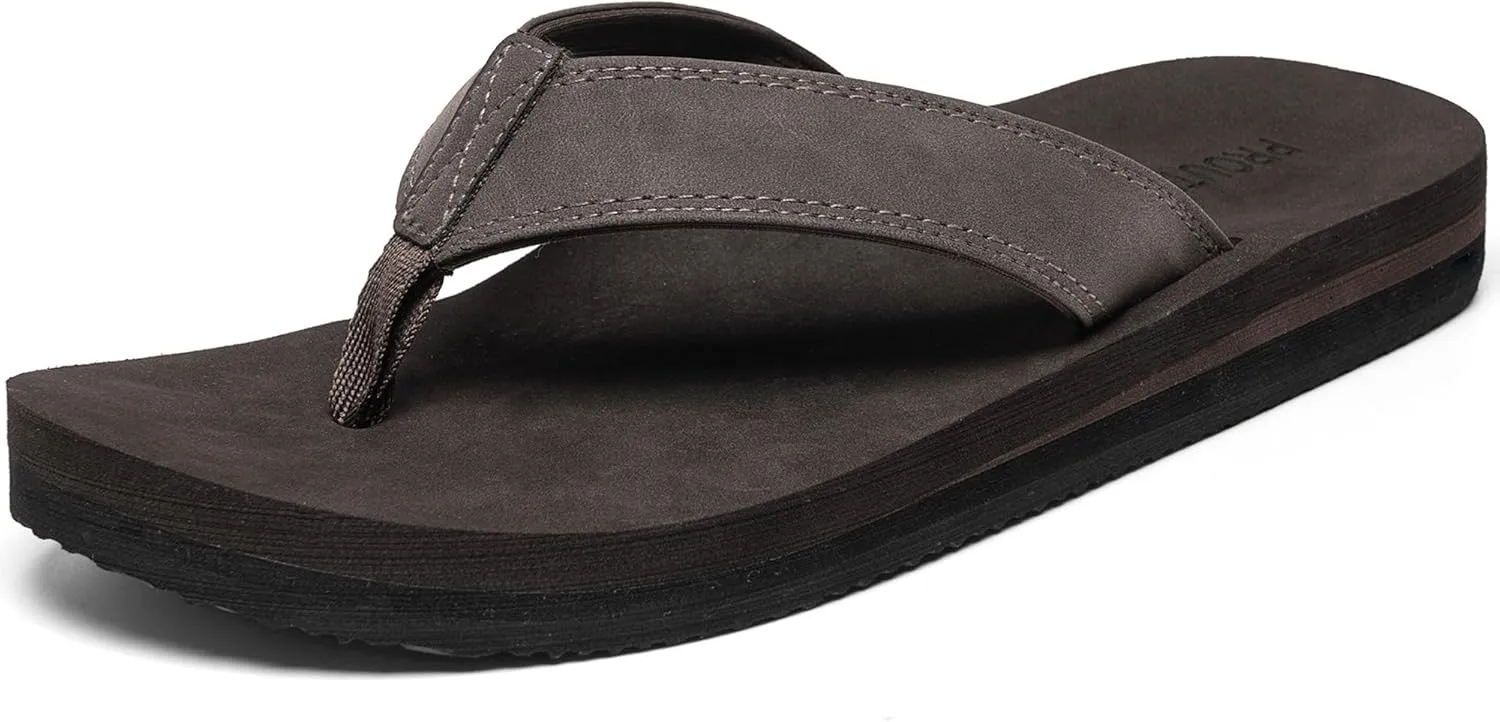 Men's Wide Flip Flop with Orthotic Arch Support Athletic Slide Thong Sandals for Men Soft Cushion Footbed