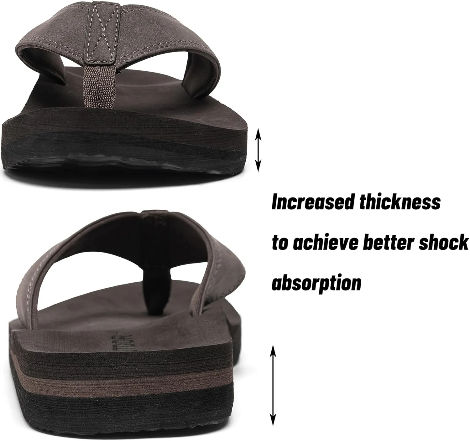Men's Wide Flip Flop with Orthotic Arch Support Athletic Slide Thong Sandals for Men Soft Cushion Footbed