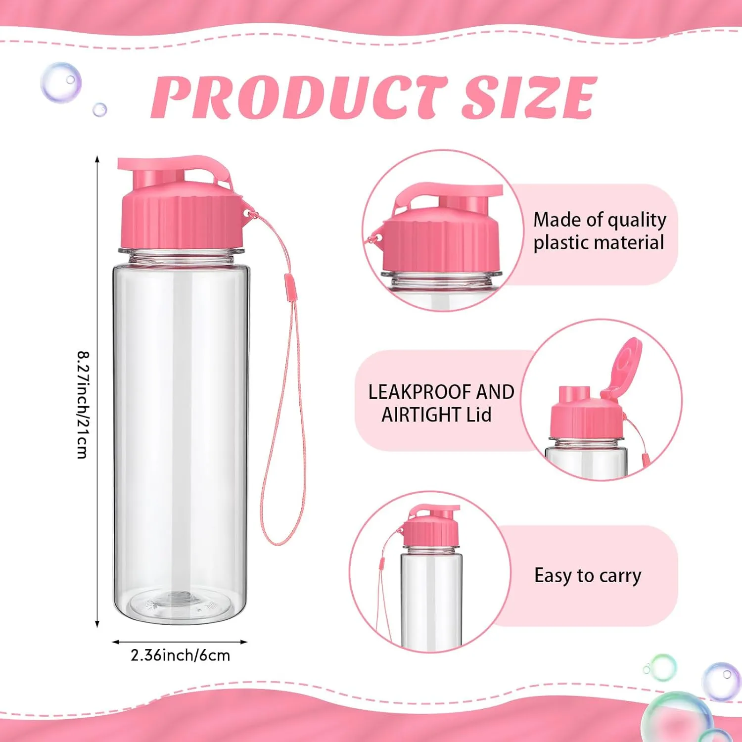 Mifoci 20 Pieces Water Bottle Bulk 17 oz Plastic Water Bottles Bulk Gym Sports Adults Reusable Large Bottles with Leak Proof Flip Top for Party Outdoor(Rose Red)